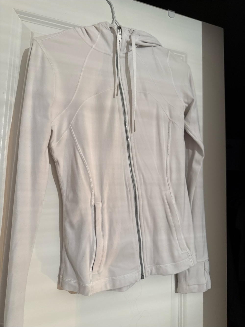 lululemon athletica Women's Light White Hooded Zip Bomber Jacket